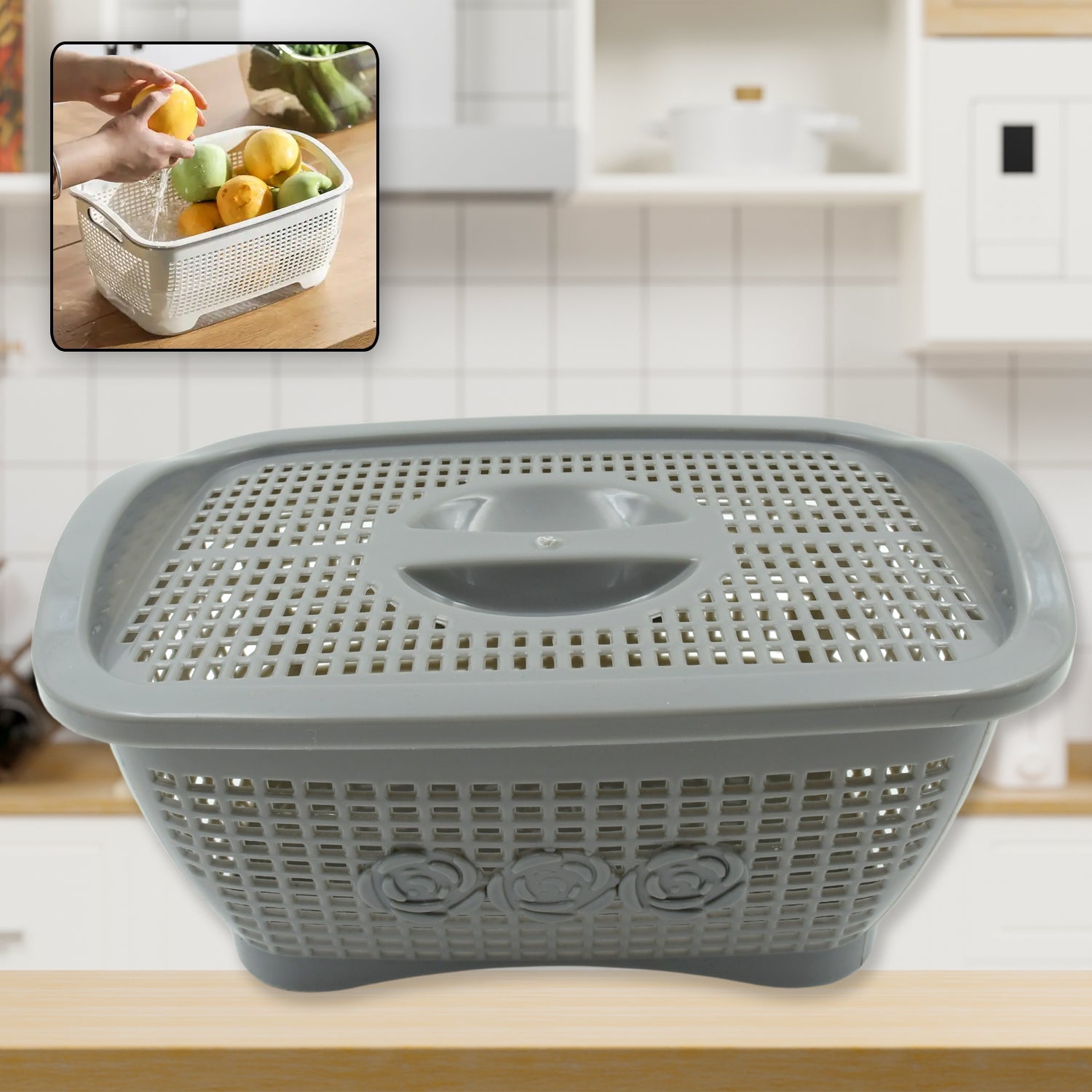 5546 Multipurposes Plastic Basket, Organizer for Kitchen, Countertop, Cabinet, Bathroom with Lid, Plastic Storage Basket For Store Fruits, Vegetables, Magazines, Cosmetics, Stationary (1 Pc / Mix Color ) 5546 Multipurposes Plastic Basket, Organizer for Kitchen, Countertop, Cabinet, Bathroom with Lid, Plastic Storage Basket For Store Fruits, Vegetables, Magazines, Cosmetics, Stationary (1 Pc / Mix Color )